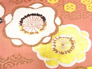 アンティーク　霞に八重桜模様織り出し名古屋帯